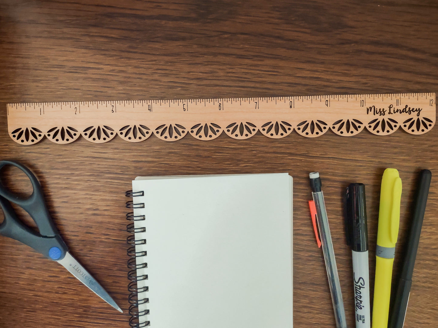 Personalized Ruler with Scalloped Edge