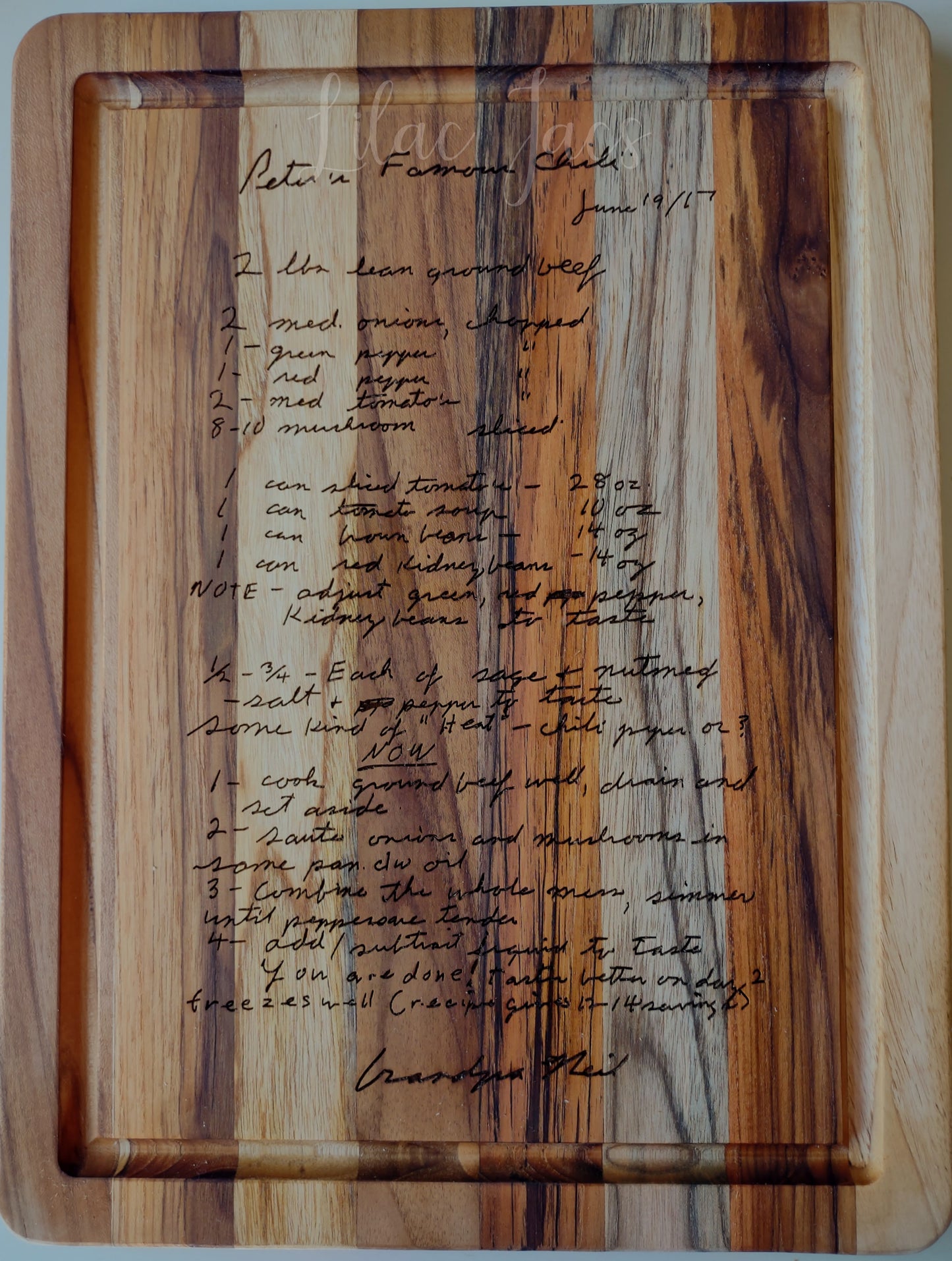 Custom Engraved Recipe Board- Teak