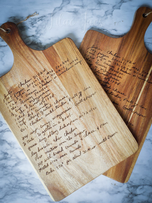 Custom Engraved Recipe Board- Acacia