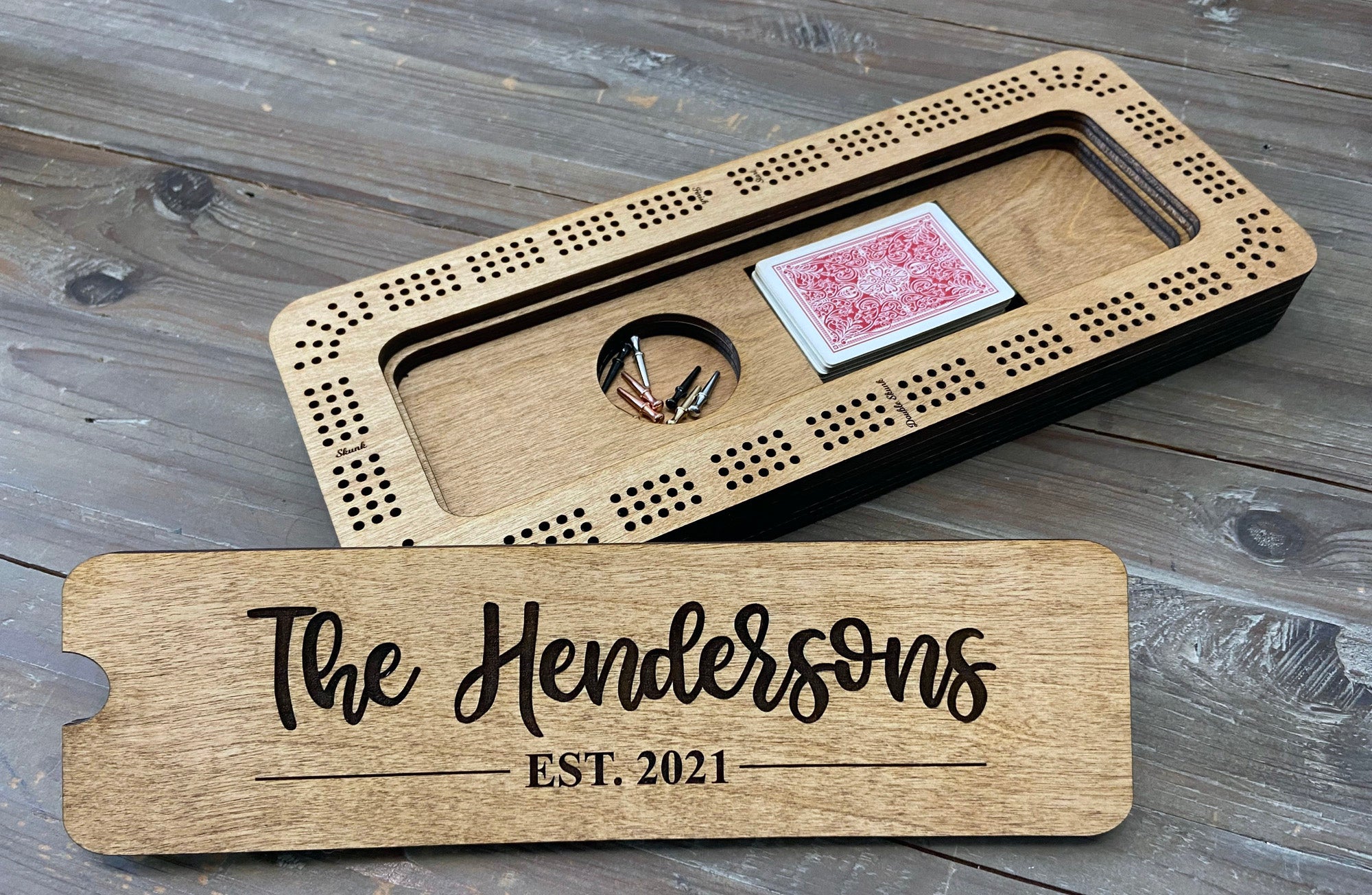 Custom outlet made Cribbage Boards